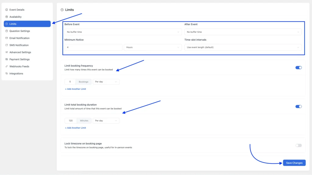 buffer time setup 